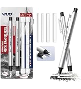 WUO Pen Style Eraser Set, Round & Square Tips, 2 Eraser Pens with 4 Refills | Silver, TPE Materia...