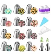 Suuker 27 Pieces Russian Piping Tips Set, Cake Decorating Tips Baking Supplies for Cupcake Cookie...