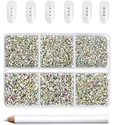 Beadsland Flatback AB Crystal Rhinestones Nail Gems, Round Rhinestones for Crafts,Mixed 6 Sizes w...