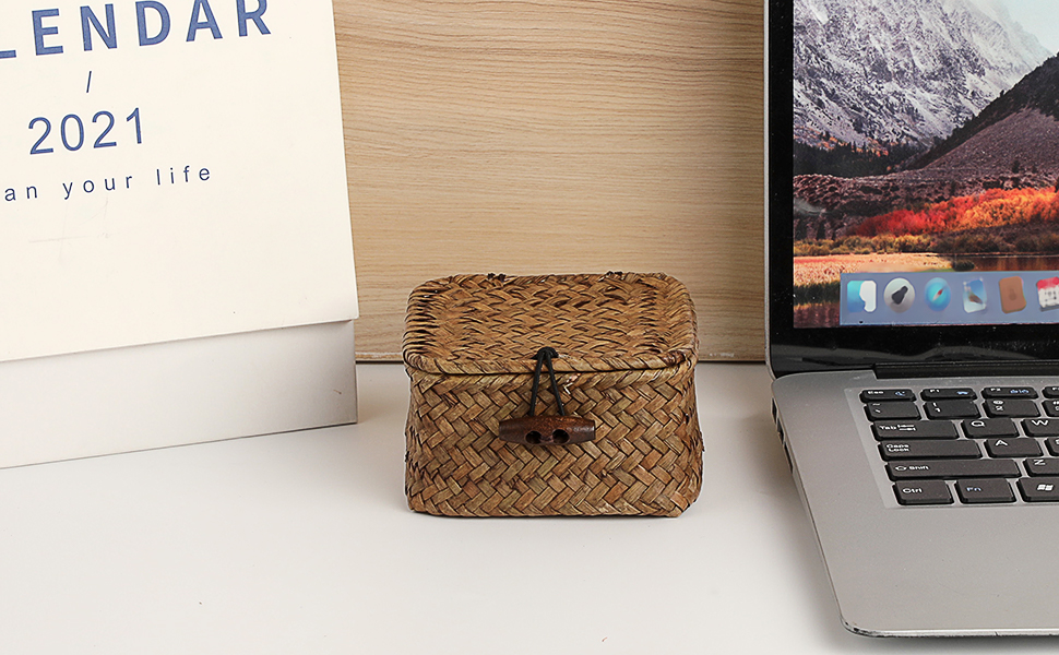 Wicker Basket for Shelf Woven Wicker Storage Bins wicker shelf basket Handwoven Natural Basket Bin
