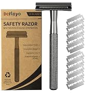 Double Edge Safety Razor for Men, Safety Razor with 10 Platinum Coated Safety Razor Blades, Singl...