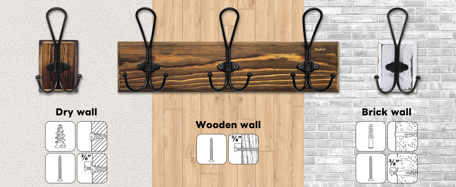 SZOHF0002 pine wood wall hanger bathroom towel hook Colgador madera nogal baño gancho toallas