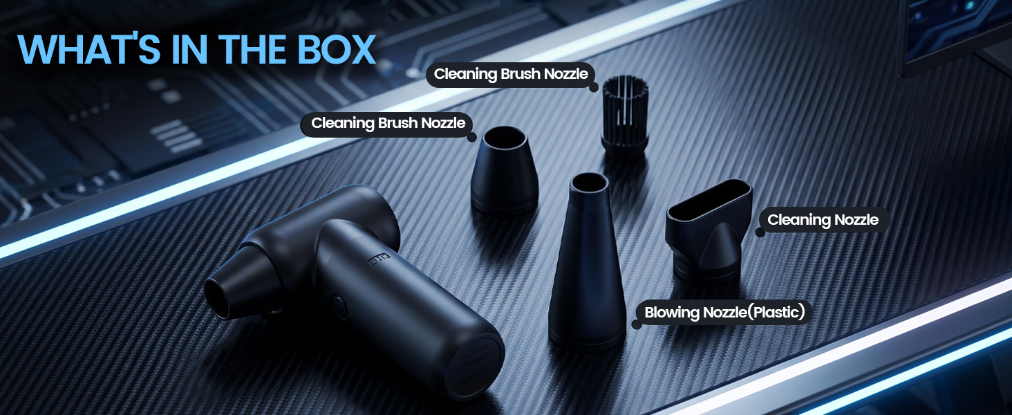 VORTNEI Cordless Dust Cleaner Set, Includes Main Unit, Cleaning Nozzle and Accessories