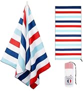 Exclusivo Mezcla Large Microfiber Quick Dry Beach Towel, Lightweight Sand-Free Cabana Stripe Pool...