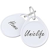 Uniclife 1.5 Inch Tough Plastic Key Tags Sturdy Round White Item Identifiers with Blank Paper Lab...