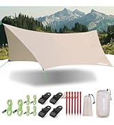 JAICOM Waterproof Hammock Rain Fly, Portable Camping Tarp - 12ft x 9.5ft Large Camp Tarp with Ten...