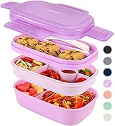 Caperci Stackable Bento Lunch Box for Kids - Large Size All-in-One Bento Box Adult Lunch Box - Lu...