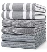 Homaxy Premium Kitchen Towels(18”x 28”, 6 Pack), Large Cotton 380 GSM Kitchen Hand Towels, Soft a...