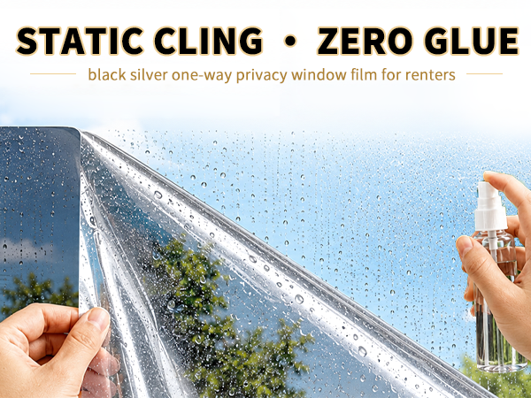 Static cling window privacy film no glue temporary tint for apartment renters moving