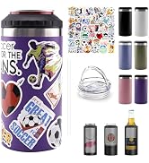 16oz Insulated Can Cooler & Tumbler with 2 Lids, Fits 12oz Beer & Soda Cans, Double Wall Stainles...