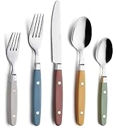 ANNOVA Silverware Set 20 Pieces Stainless Steel Color Handle With Rivet/Retro Flatware - 4 x Dinn...