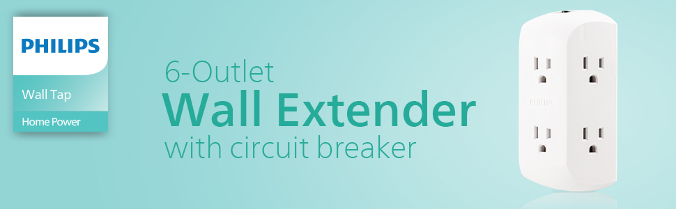 6-Outlet wall tap with circuit breaker