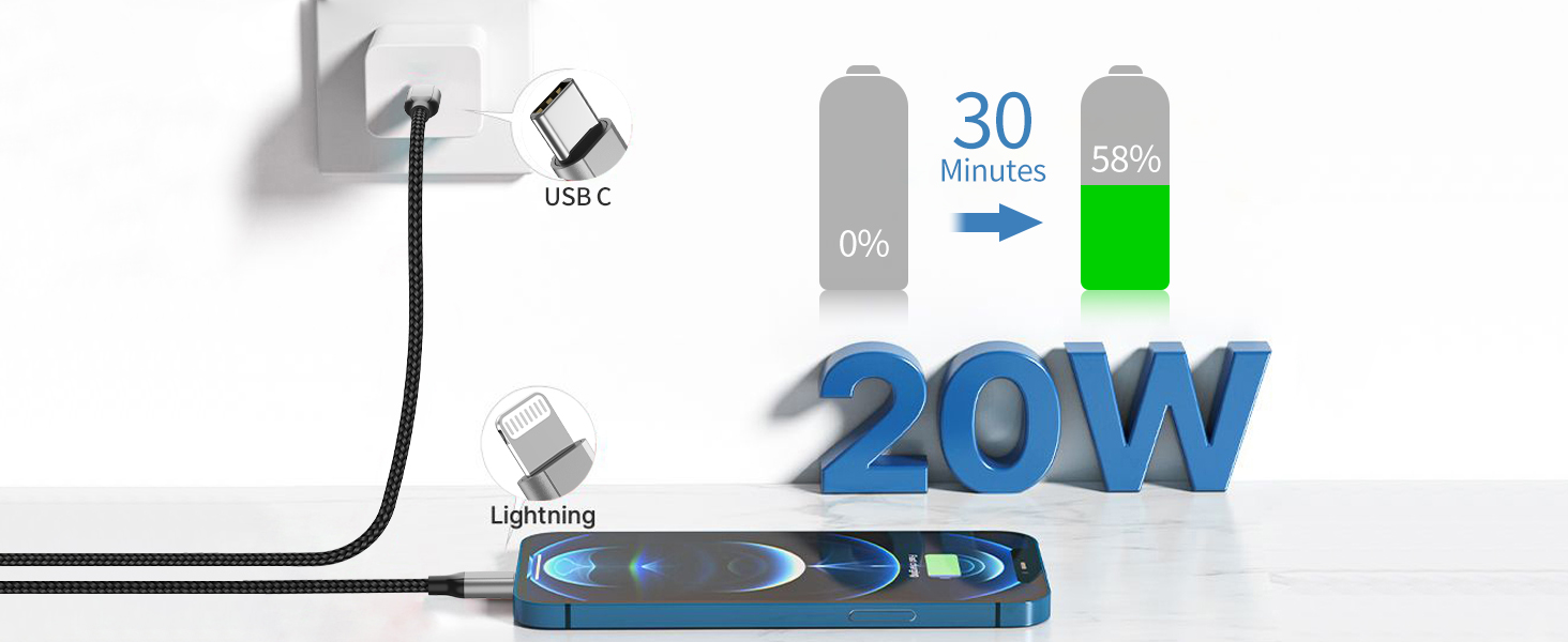 10 feet Power Delivery USB C iPhone Charger Fast Charging