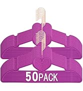 JIUXCF Dark Purple Velvet Hangers 50 Pack, Premium Clothes Hanger Non-Slip Felt Hangers, 360° Swi...