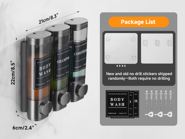 wall mounted shampoo and conditioner dispenser
