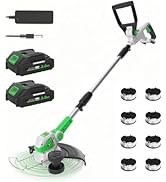 12 Inch Electric Weed Wacker Cordless, 2 in 1 Cordless String Trimmer and Edger with Auto Line Fe...