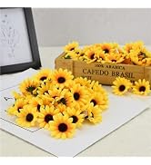 JJLFresheners 100Pcs Yellow Artificial Flower Heads Mini Fake Sunflower Decorative Fabric Flowers...