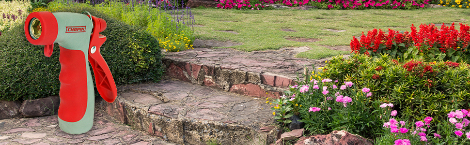 gardening and landscaping, watering plants, garden hose watering, high pressure watering, spraying