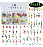 FishTrip Ice Fishing Jigs Kit, 30/60Pcs Glow Ice Fishing Lure Set for Winter Ice Jigging Crappie ...