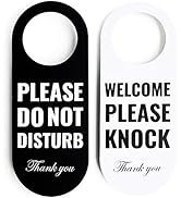 Do Not Disturb Door Hanger Sign 2 Pack (Black/White Double Sided) Please Do Not Disturb on Front ...