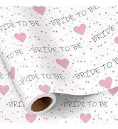 RUSPEPA Bridal Shower Wrapping Paper Roll for Girls, Pink Heart and Dot Design with BRIDE TO BE T...