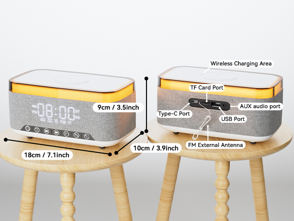 Wireless Charging Alarm Clock Speaker