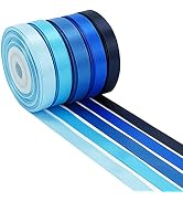 HUIHUANG Blue Solid Color Ribbon Satin Ribbon Assortment 5 Colors Double Face Satin Ribbon for Gi...