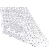 Yimobra Bathtub Mat Non Slip, 34.5x15.5 Inch Long Shower Mat with Drain Holes Suction Cups, Bath ...
