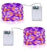 Joomer Orange Purple Battery Halloween Fairy Lights, 16.4FT 50LED 2 Modes | Cuttable Starry Light...