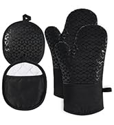 NAVITHOUS Oven Mitts and Pot Holders 6pcs Set, Extra Long Oven Mittens with Mini Oven Gloves Heat...