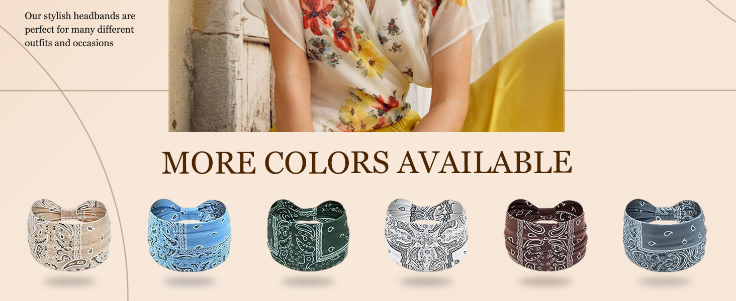 Wide Headbands for Women Knotted No Slip Head Bands Soft Turban Headband Hair Accessories Boho
