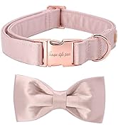 Unique style paws Dog Collar, Pink Silk Dog Collar with Bow, Soft Bowtie Adjustable Pet Collar Gi...
