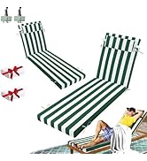 Outdoor Chaise Lounge Cushion, Waterproof Lounge Chair Cushions, 3 in High-Density Sponge Patio F...