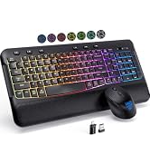 COLIKES Wireless Keyboard and Mouse Combo, Ergonomic Wave, 9 RGB Backlit Effects, Leather Wrist R...