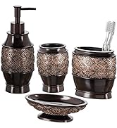 Creative Scents Brown Bathroom Accessories Set Complete - 4 Pc. Bathroom Sets Accessories, Luxury...