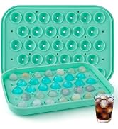 Zorazio Ice Cube Tray with Lid,1Pack Round Ice Trays for Freezer,Silicone Small Round Ice Cube Mo...