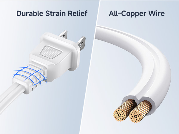 2-Pack 16 AWG 2 Prong Extension Cord 6 ft, 13A 3-Outlet Extension Cords with Tamper Guard, 13 Amp