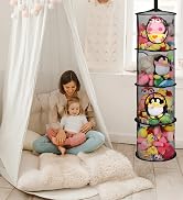 Hanging Stuffed Animal Storage, Foldable Corner Stuffed Animal Storage Organizer 4 Compartments T...