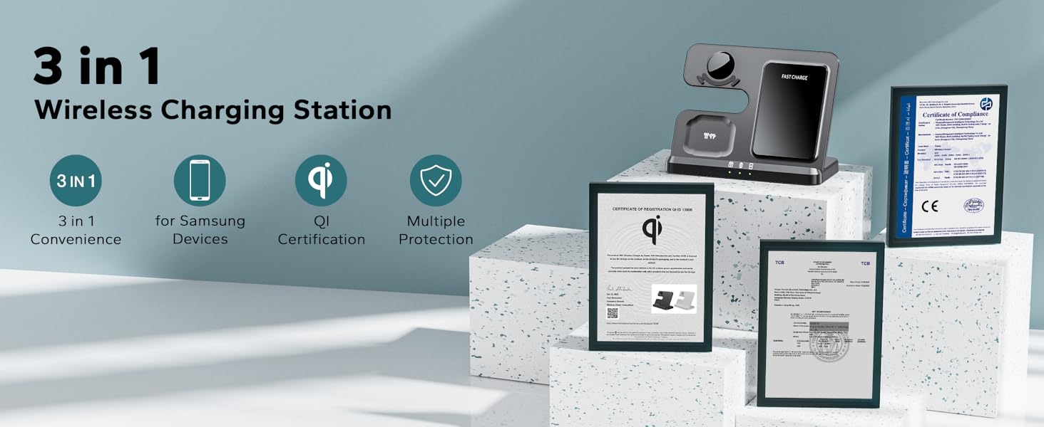 3in1 wireless charging station for samsung