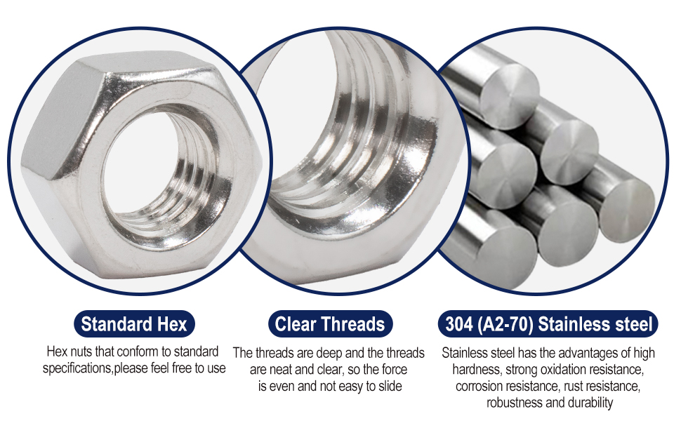304(A2-70) stainless steel hex nut