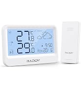 Raddy WF-60 Digital Home Weather Station, Indoor Outdoor Thermometer with Weather Forecast, Profe...
