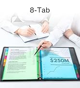 Dunwell Plastic 8-Tab Divider Pockets, (1 Set, 8ct.), 5 Colors, 8 Subject Tab Dividers with 2 Poc...