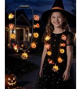 LOLStar Halloween Light Up Necklace, Halloween Accessories with 9 LED Bulbs | Glow Necklaces for ...