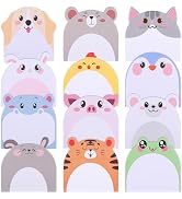 JIANTA 24 Pads Cute Sticky Notes, 12 Cartoon Animal Pattern Sticky Notes Markers Flags, Self-Stic...