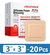 FRESINIDER Silicone Foam Dressing with Adhesive Border – Wound Dressing Bandage – Silicone Foam P...