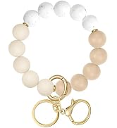 M-Plateau Wristlet Keychain, Silicone Beaded Wrist keychain with Key Ring for Women, Elastic Keyc...