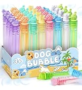 Paw Print Party Favors Supplies, 32 Pcs 8 Neon Color Puppy Dog Bubble Wand Bulk, Mini Bubble Toys...