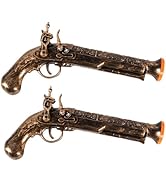 Lanxitown 2 Pcs Pirate Gun Toy Pistol 11'' Flintlock Pistol Prop with Sound Fake Pirate Costume A...