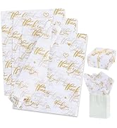 BEISHIDA Thank You Tissue Paper Bulk, White and Gold Wrapping Tissue Paper for Gift Bags, 14 x 20...