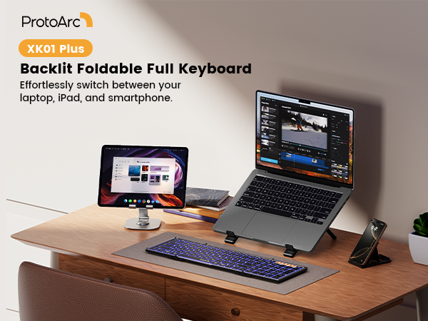 XK01 Plus Backlit Foldable keyboard